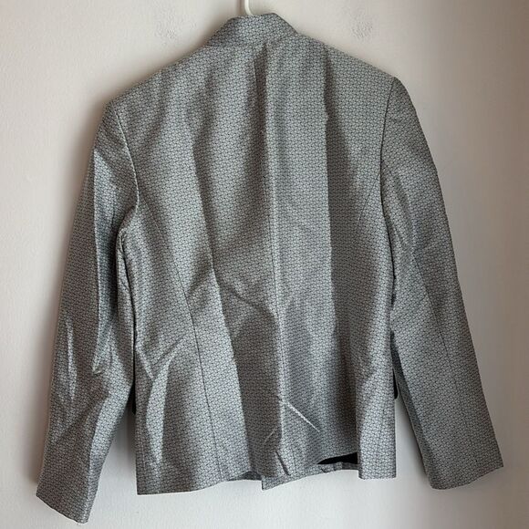Talbots vintage women’s silk blend silver Textured Jacket mandarin collar size 6 - Picture 10 of 10